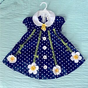 BonnieJean 24m polka dot daisy dress